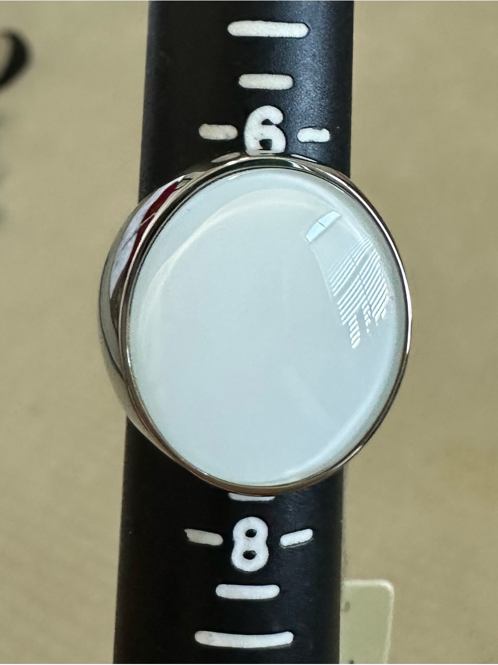 Calvin Klein sz 7 1/2 White Ring set in Sterling Silver chunky Ring